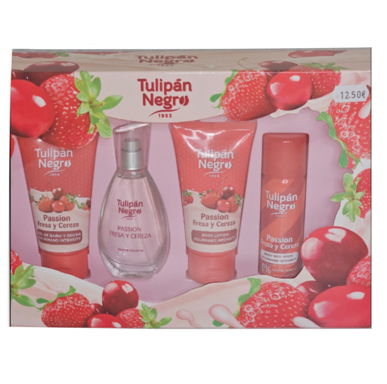 Set de fresa y Cereza( tulipán negro )￼